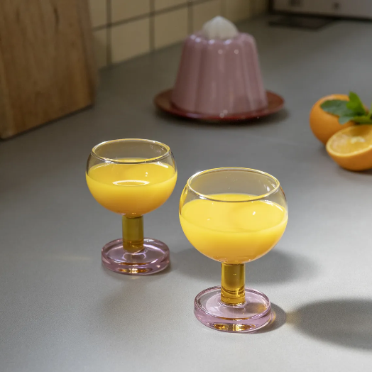 Glass Cantina Pink Set Of 2