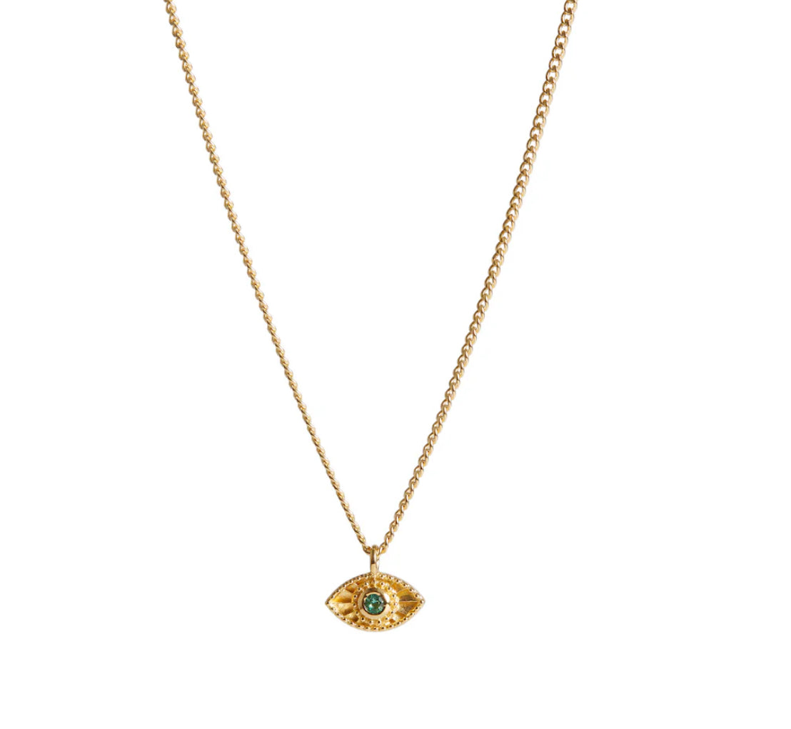 Mini Rays of Light Necklace Emerald Gold