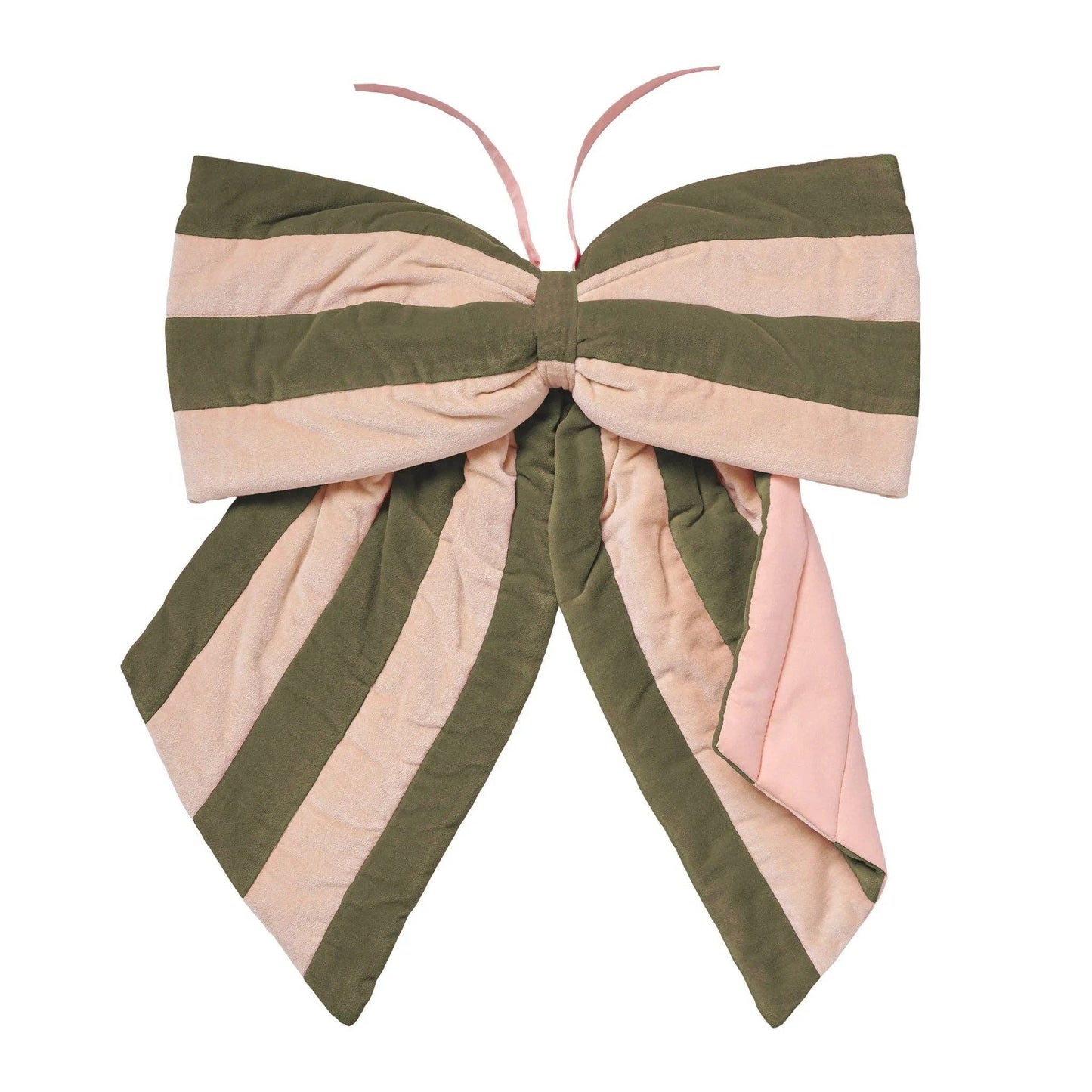Stripe velvet bow, olive/peach