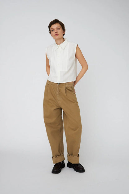 Low Waist Pants With Scallop Edge