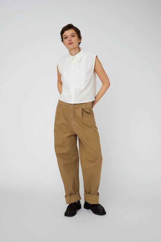 Low Waist Pants With Scallop Edge