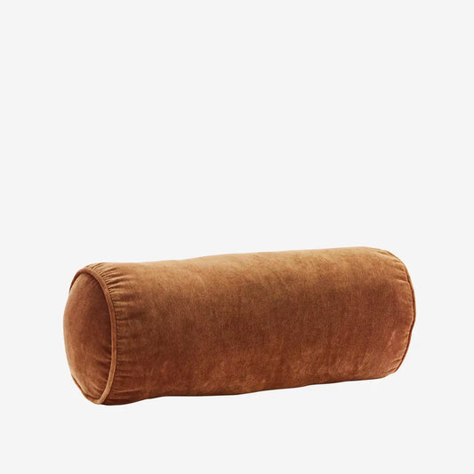 Velvet Bolster Cushion - Burnt Orange