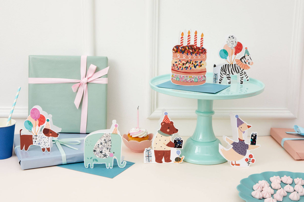 Cake Die Cut Card - Betsy Ann Liberty Fabric 