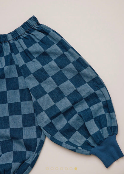 Murphy Checkerboard Balloon Denim Trousers