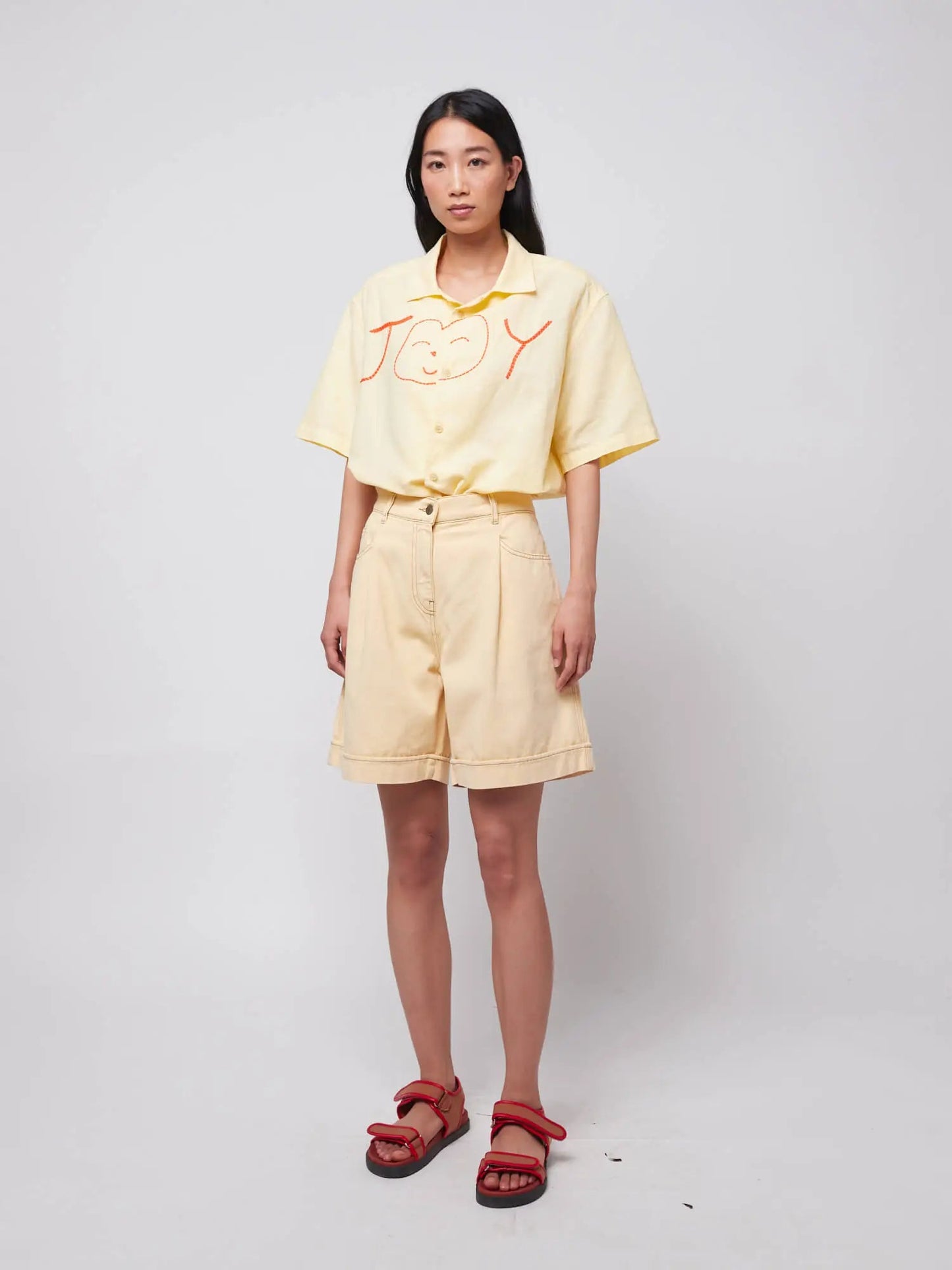 Pleated Twill Bermuda Short - Yellow