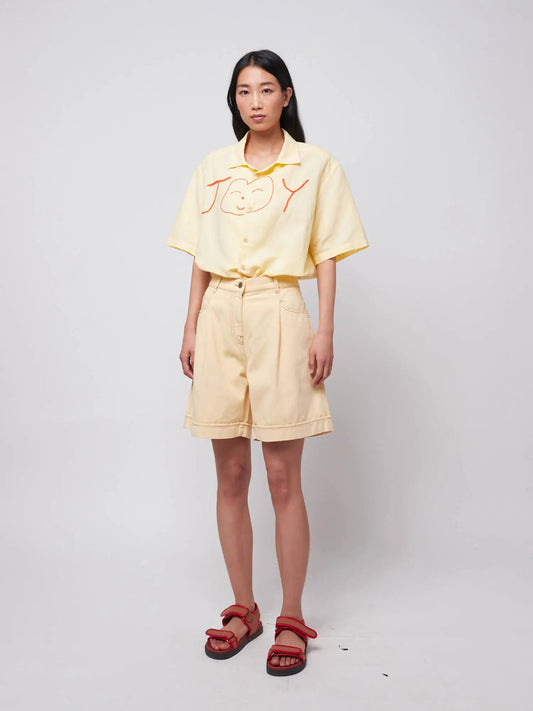 Pleated Twill Bermuda Short - Yellow