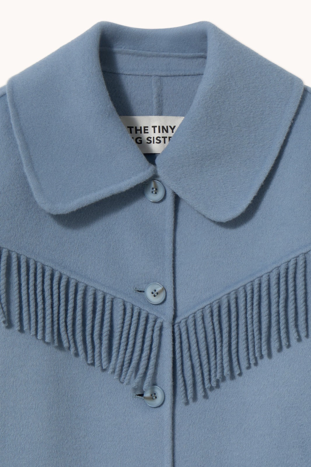 Fringed Long Coat - Washed Blue