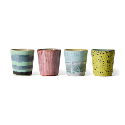 70’s Ceramics Coffee Cups Artistic Set Of 4