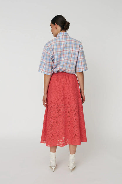 Cotton Lace Skirt- Summer Coral
