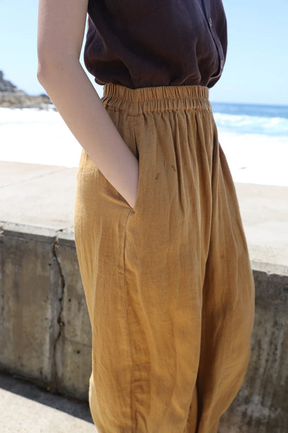 Basic Linen Trousers - Turmeric