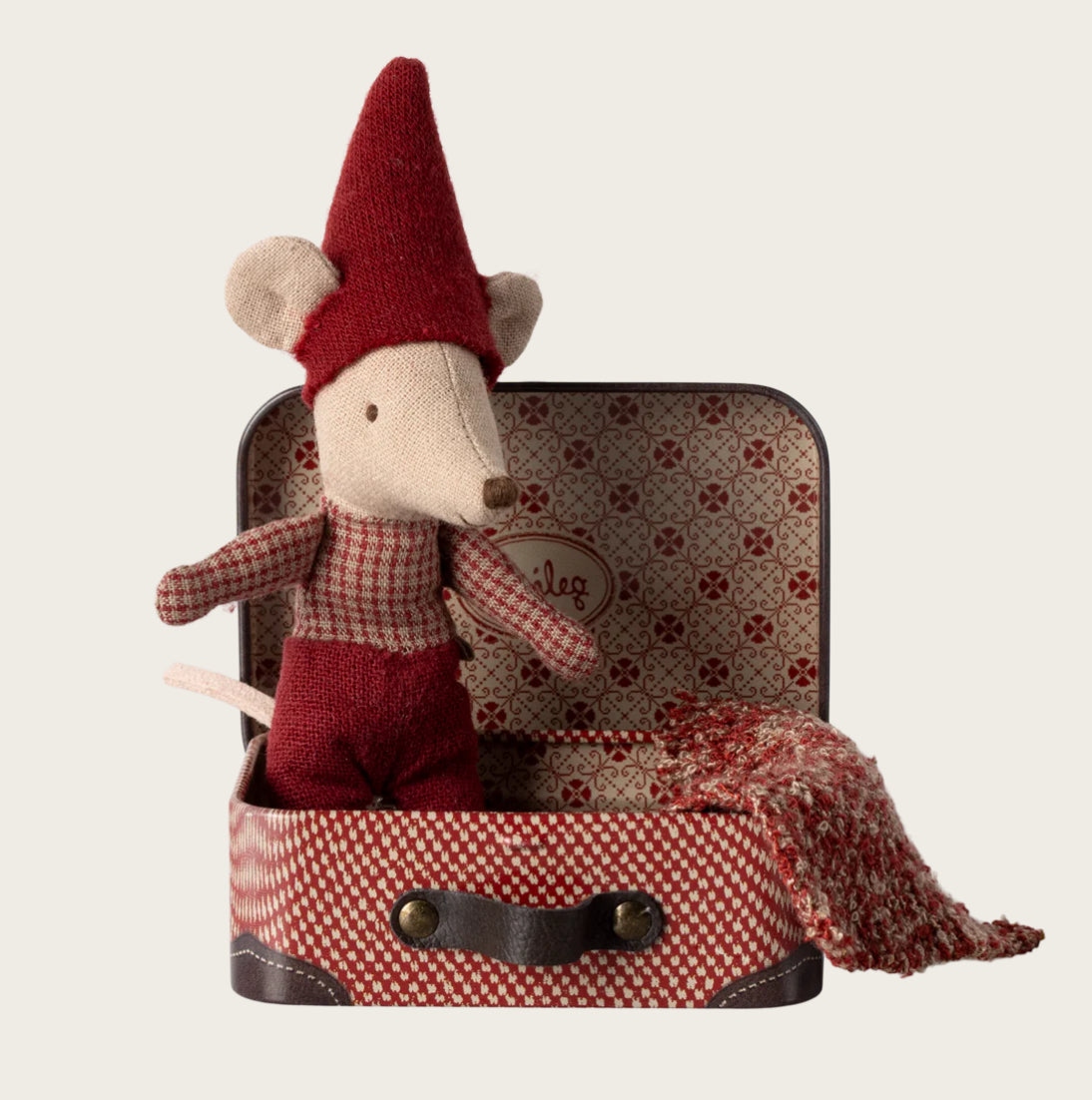 Baby Christmas Mouse in Suitcase