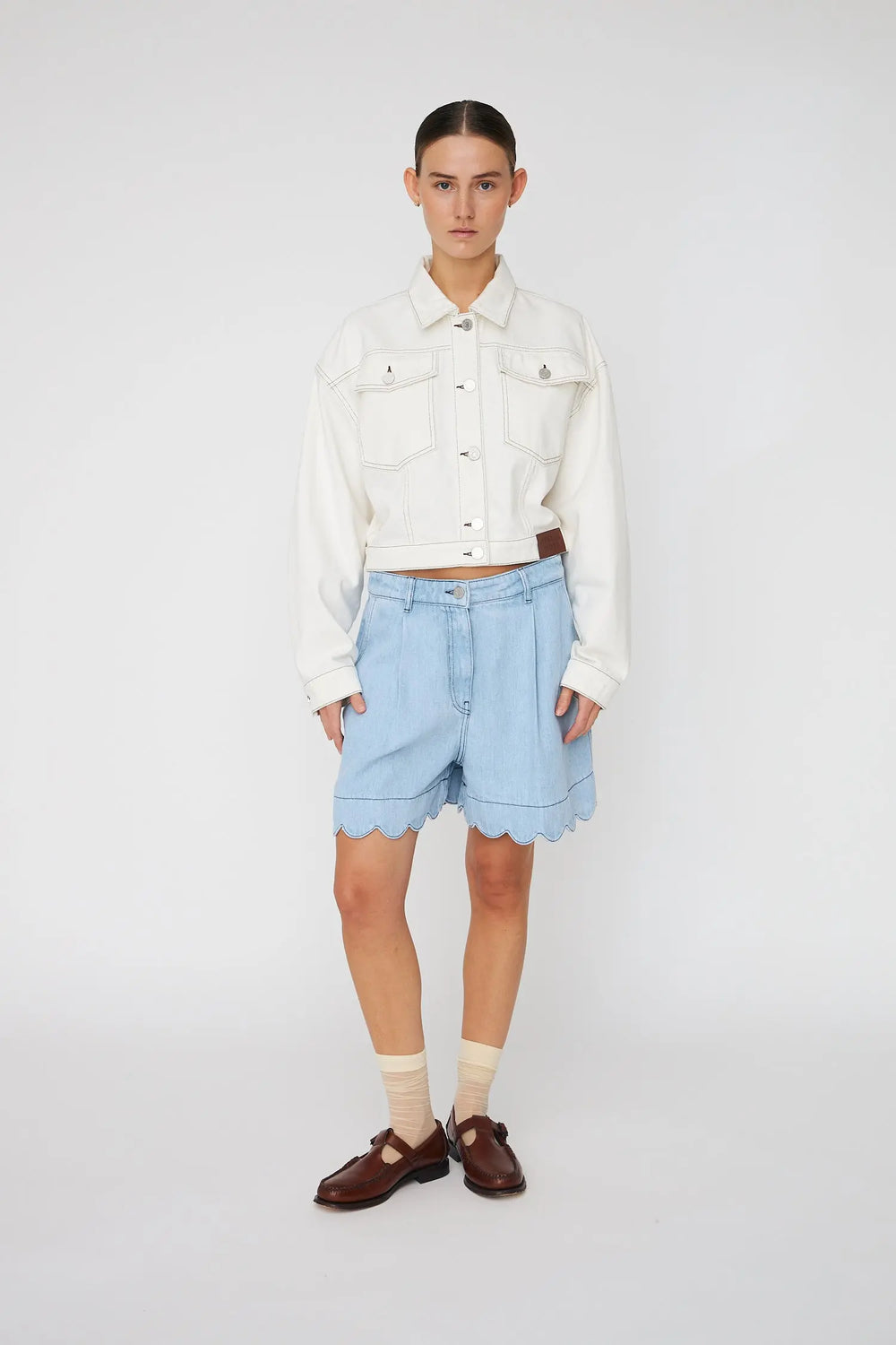 Soft Denim Shorts - Light Blue