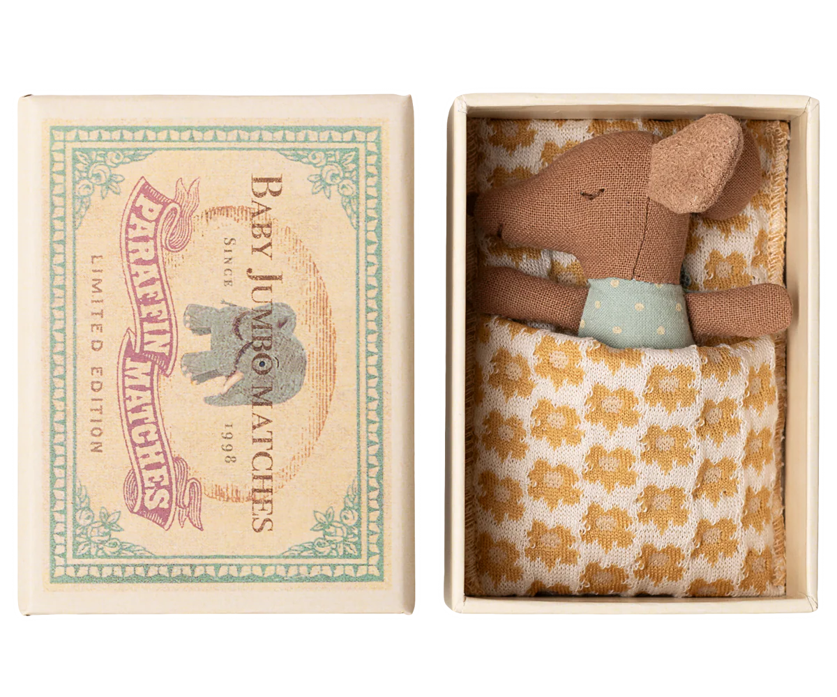 Sleepy/ Wakey Baby Mouse In Matchbox - Blue