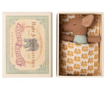 Sleepy/ Wakey Baby Mouse In Matchbox - Blue