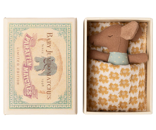 Sleepy/ Wakey Baby Mouse In Matchbox - Blue