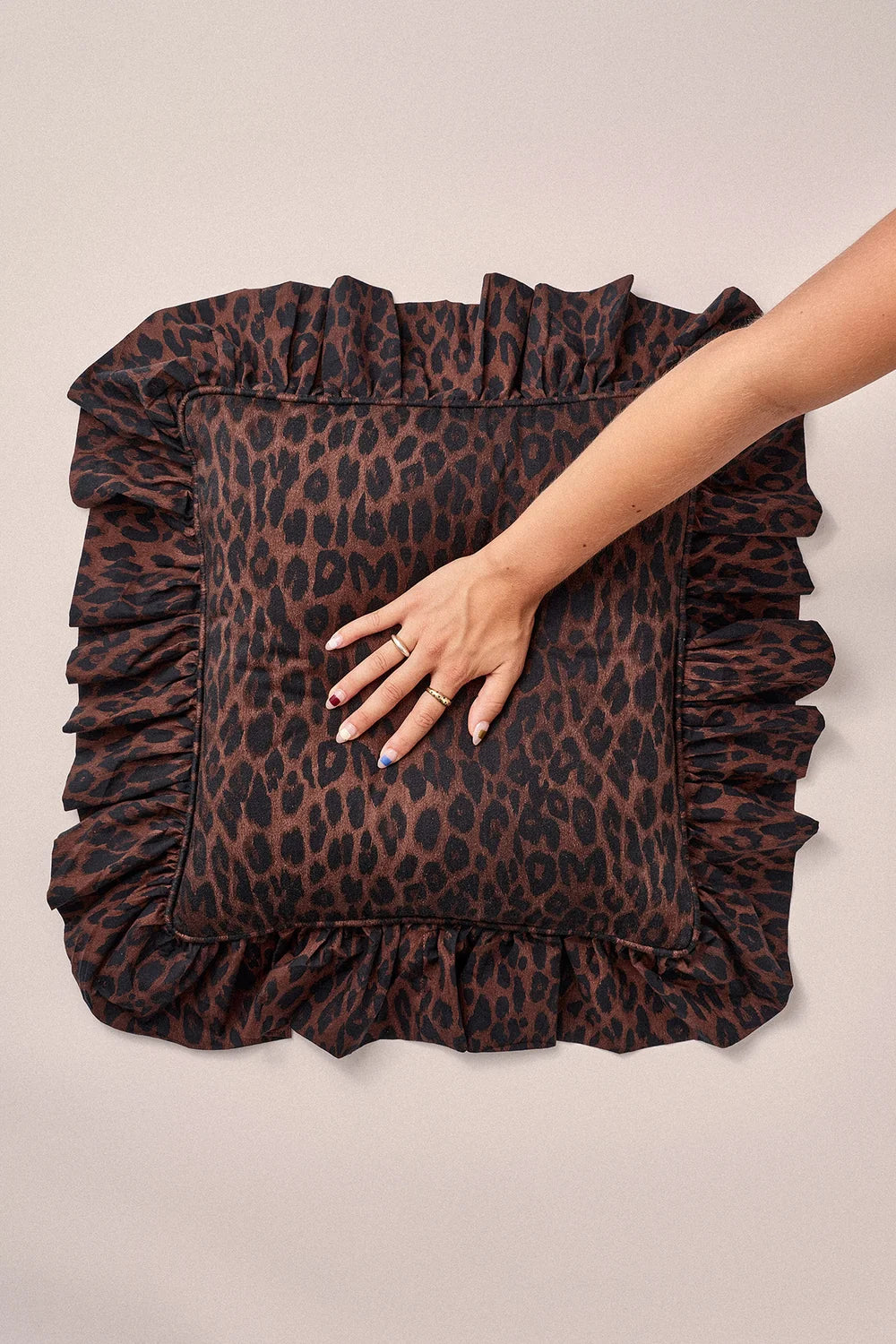 Frilly Cushion - Dark Leopard