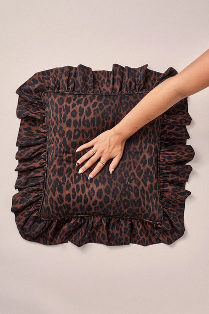 Frilly Cushion - Dark Leopard