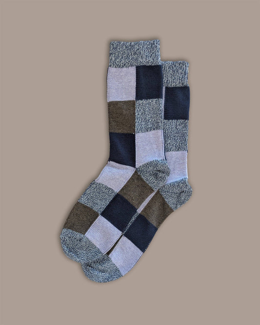 Organic Cotton Socks - Patchwork Blue