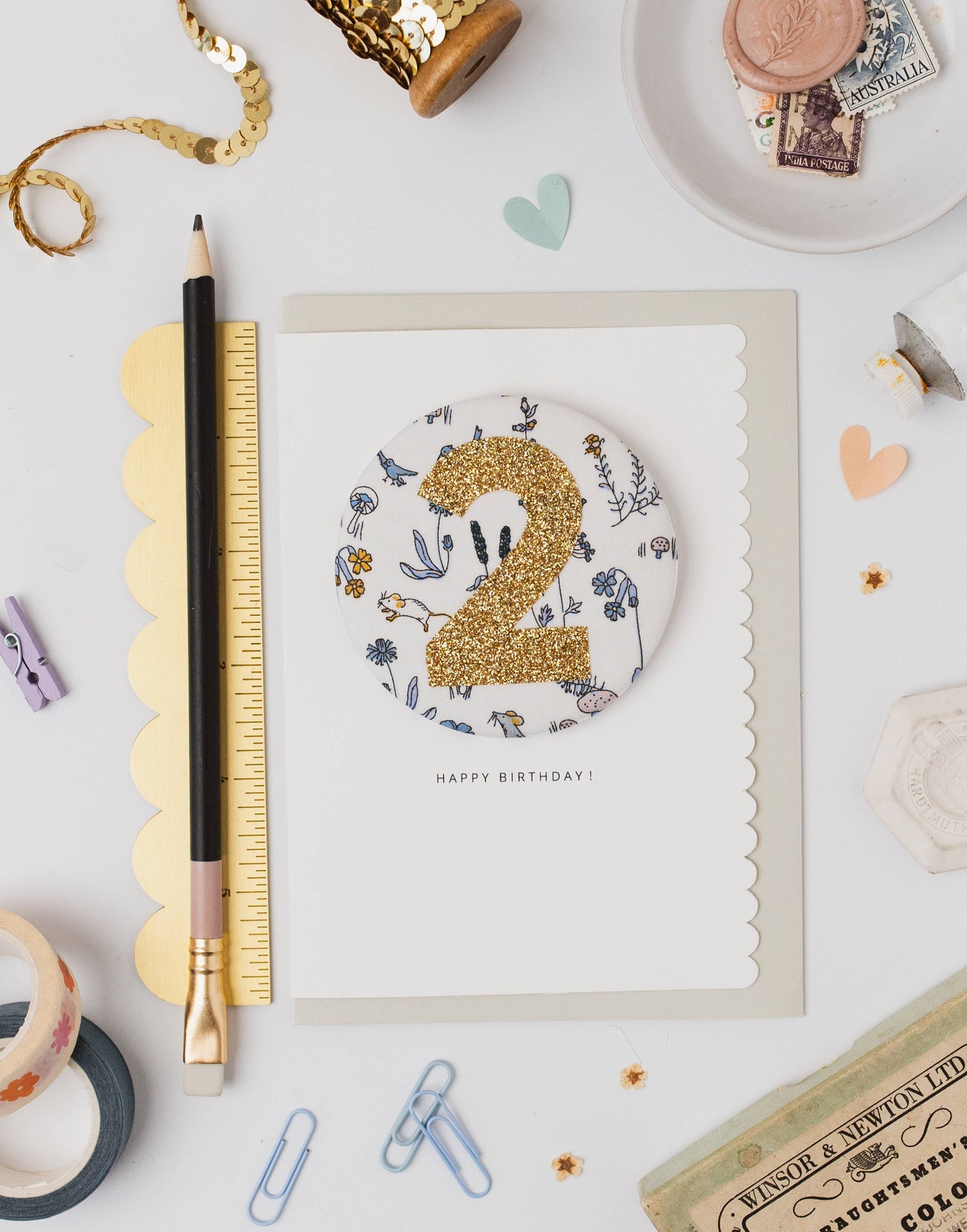 Birthday Badge Age 2 - Liberty Theo Fabric