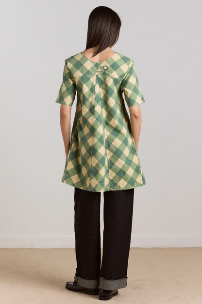 Bridget Mini Dress - Green Butter Gingham