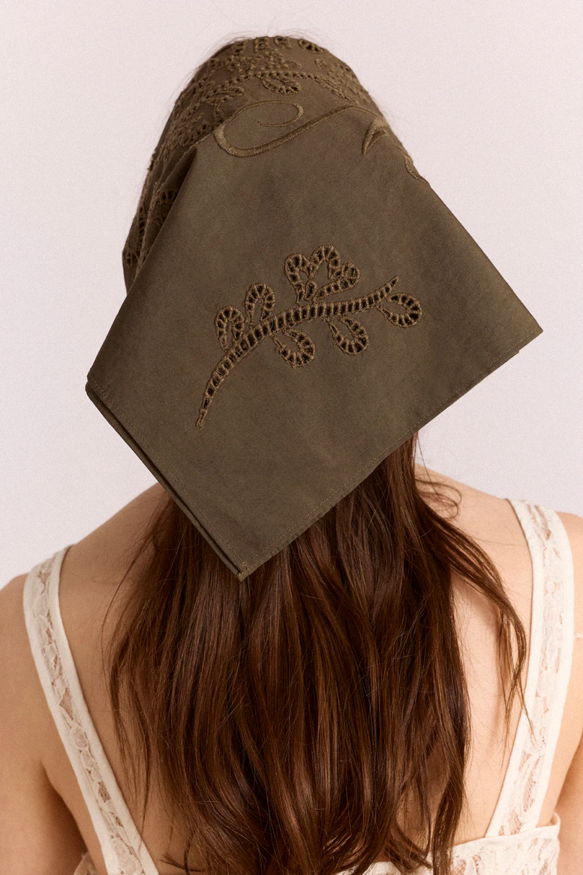 Embroidered Headscarf - Khaki