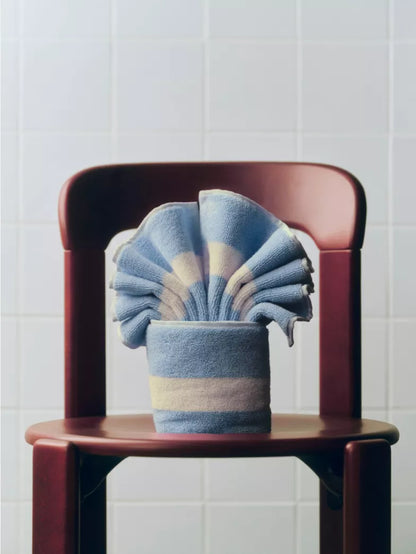 Stripe Cotton Hand Towel - Dusty Blue