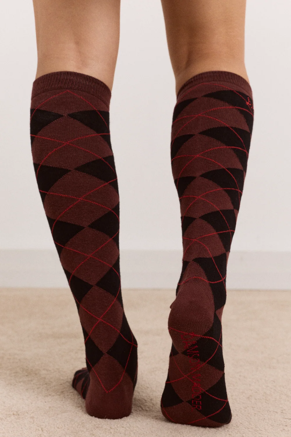 Knee Length Socks - Choc Argyle