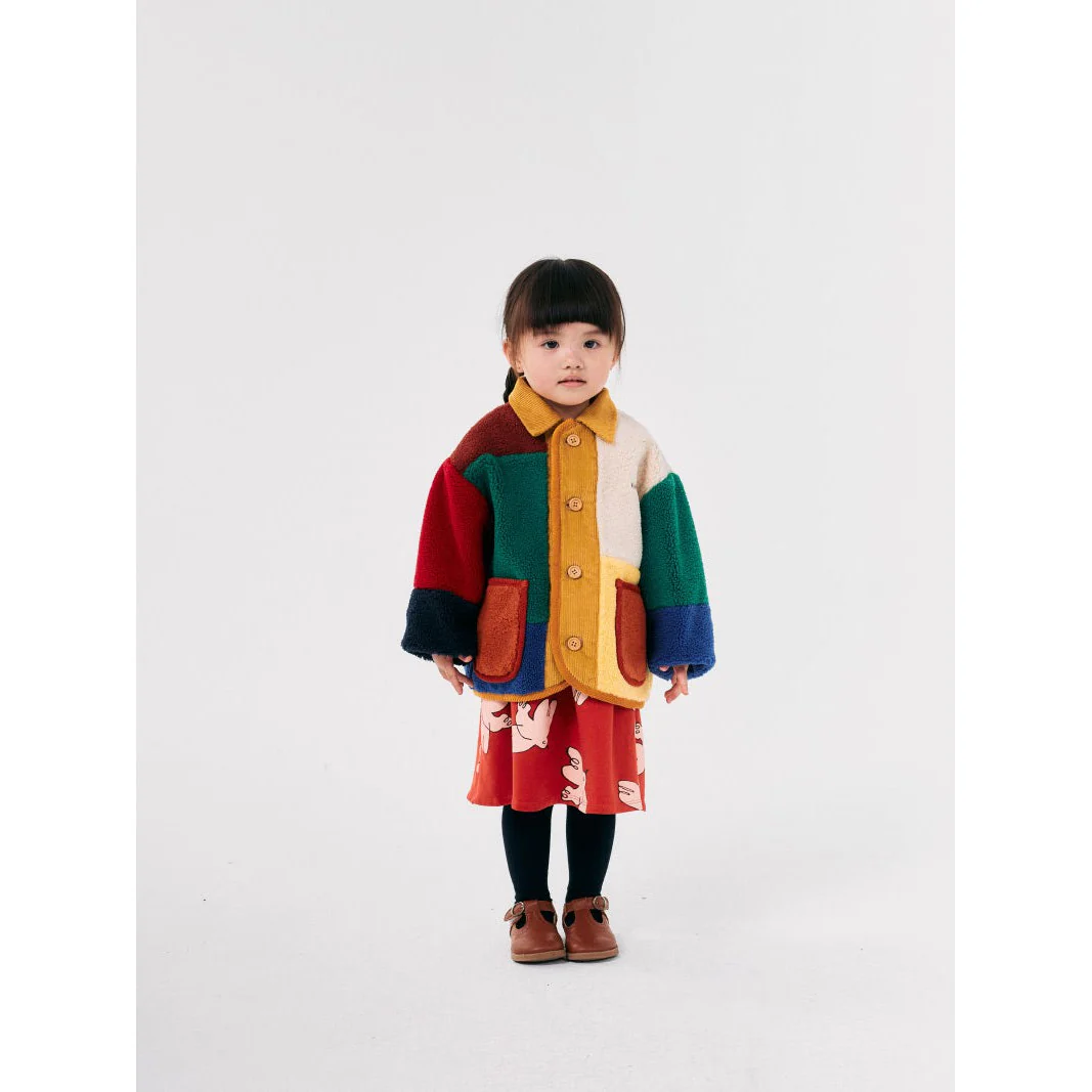 Colour Block Sheepskin Jacket