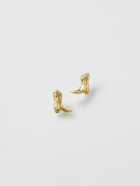 Cowboy Boot Stud Earrings - Gold
