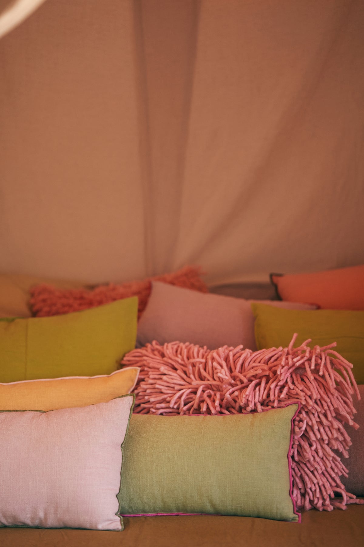 Rugged Wooled Cushion -  Pink