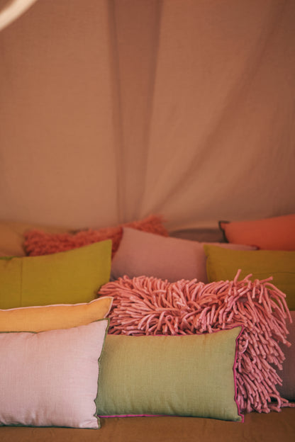 Rugged Wooled Cushion -  Pink