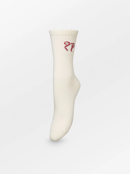 Bow Cotta Sock- White