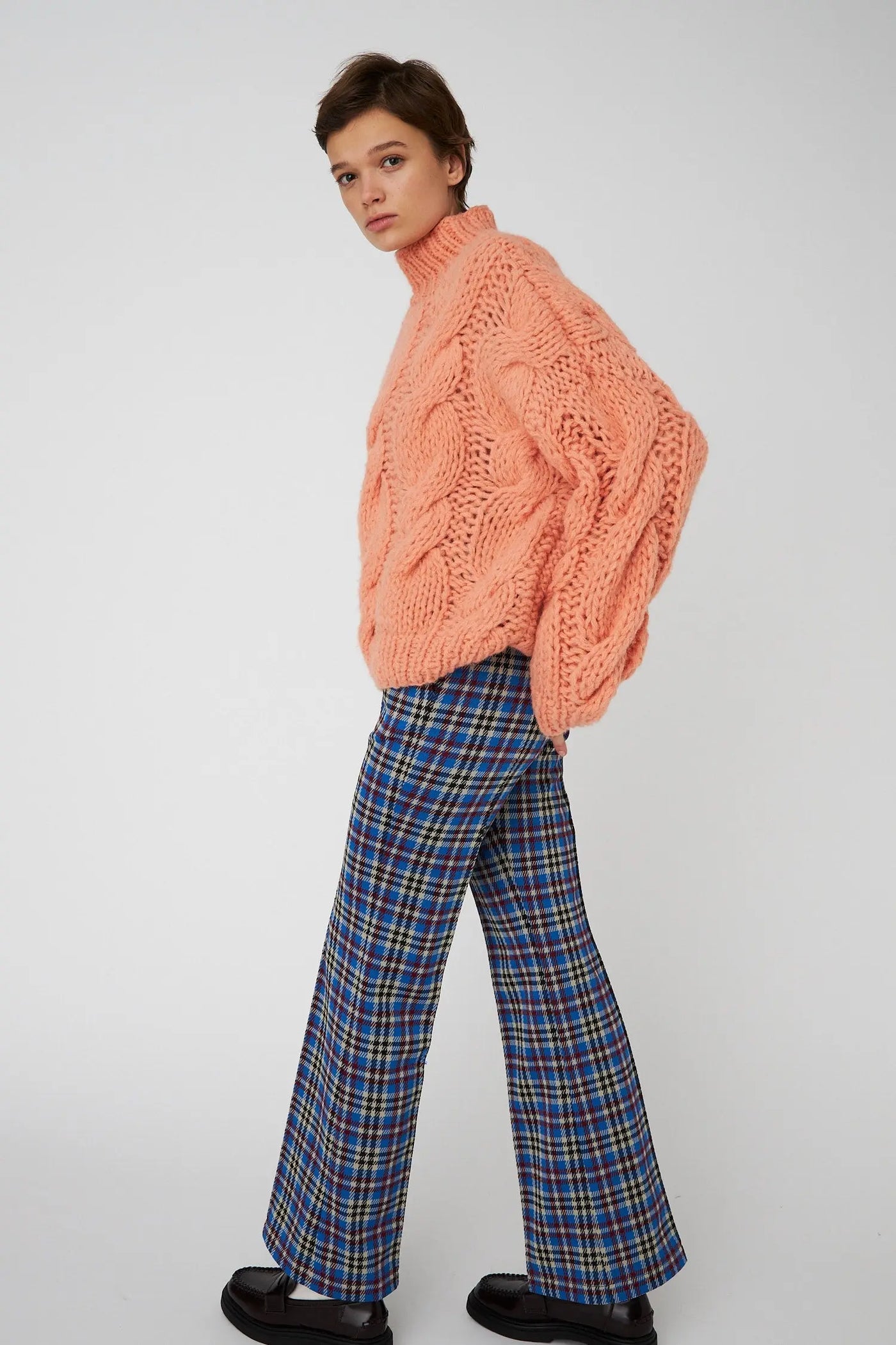 Handcrafted Cable Sweater From Peru - Crispy Peach