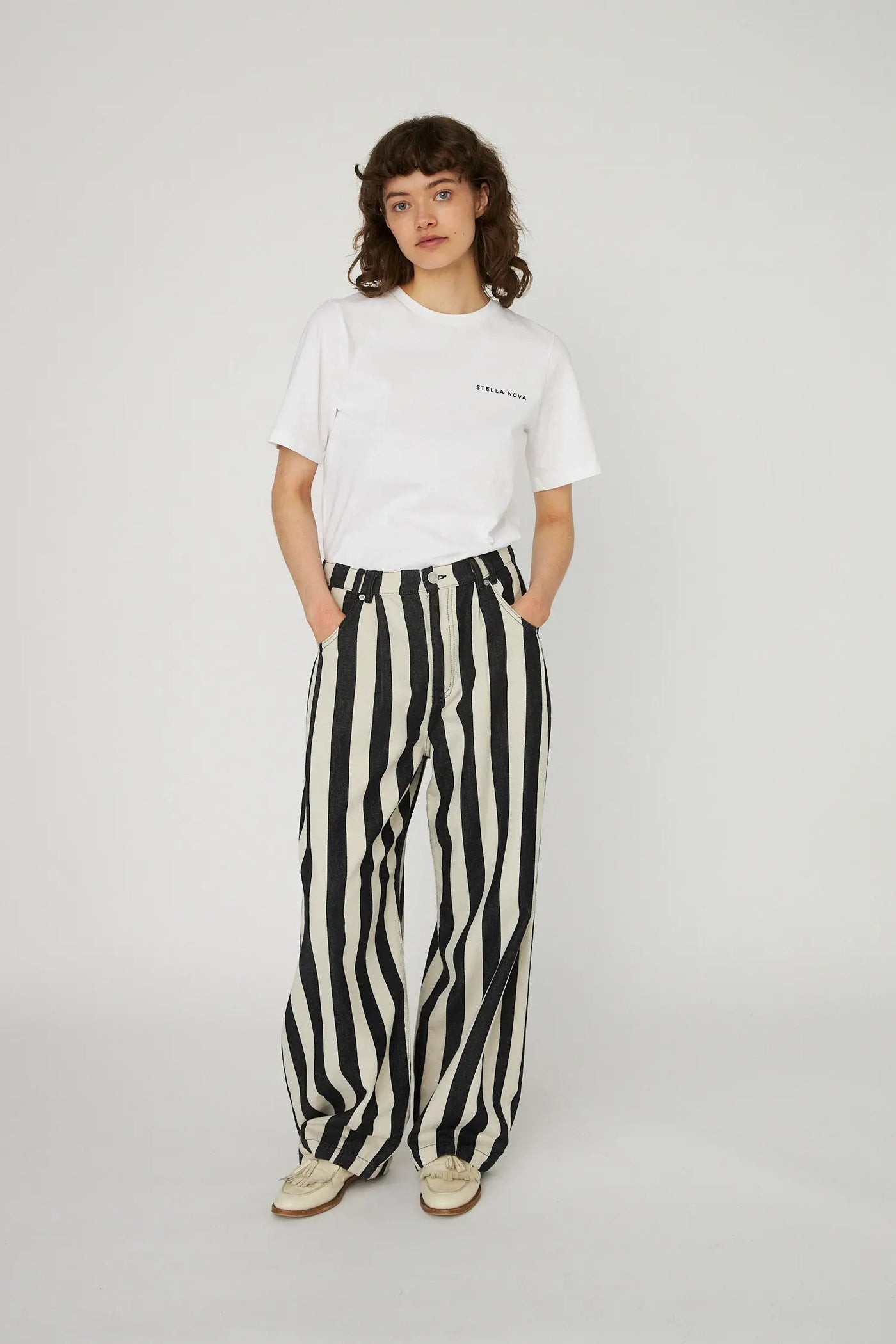Striped Baggy Low-Waist Pants