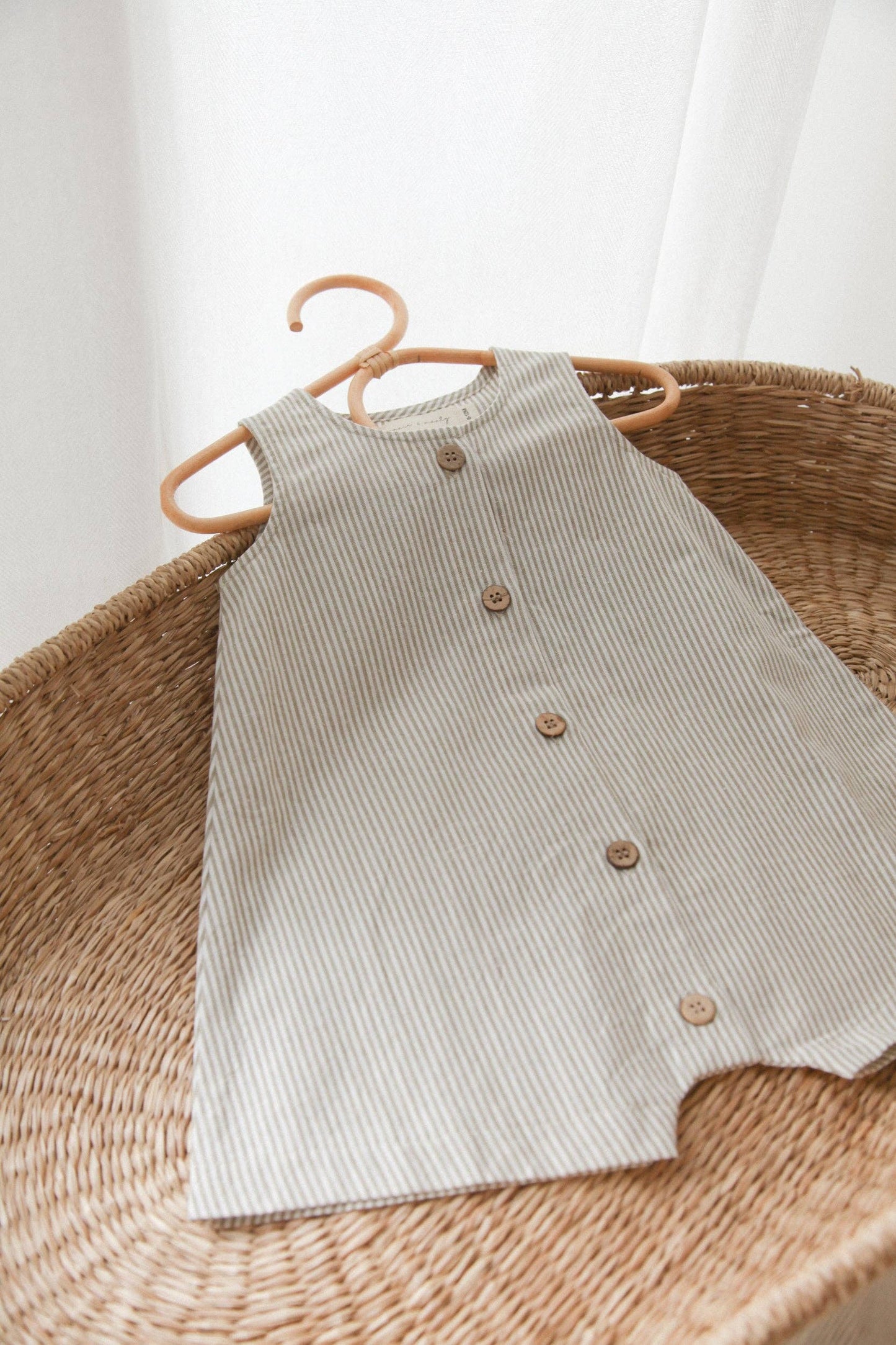 Green/Stripe Cotton Button Front Playsuit: 12-18m