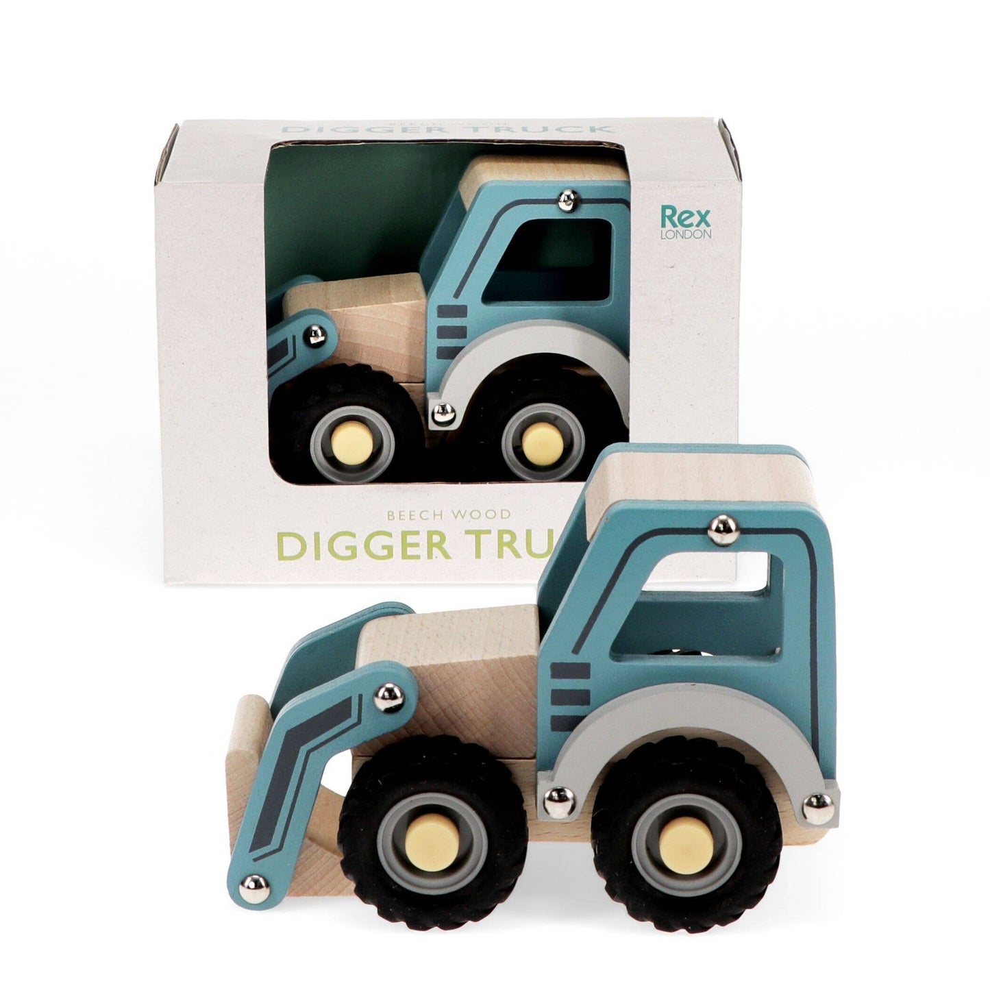 Wooden Push Along Vehicle Toy - Digger Truck