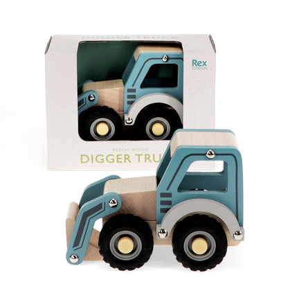 Wooden Push Along Vehicle Toy - Digger Truck