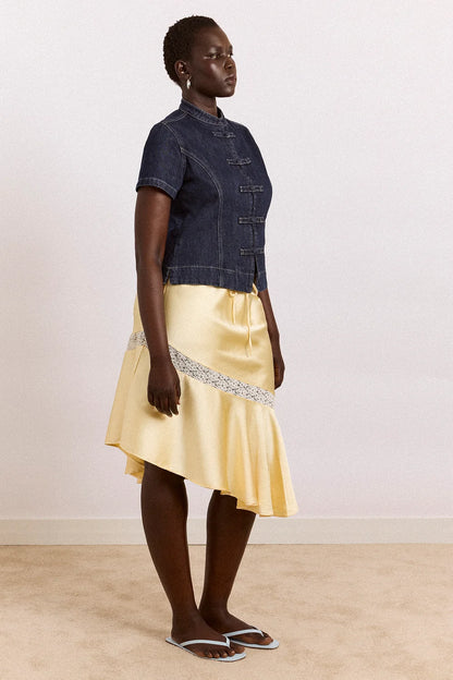 Nelly Button Trim Top - Indigo