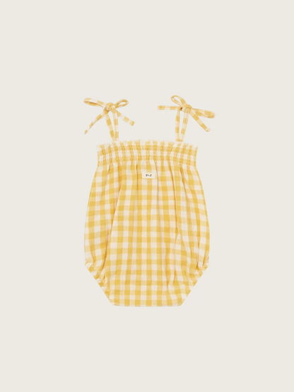Honeycomb Gingham Spaghetti Bodysuit