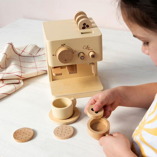 Wooden Toy Coffee Machine Playset