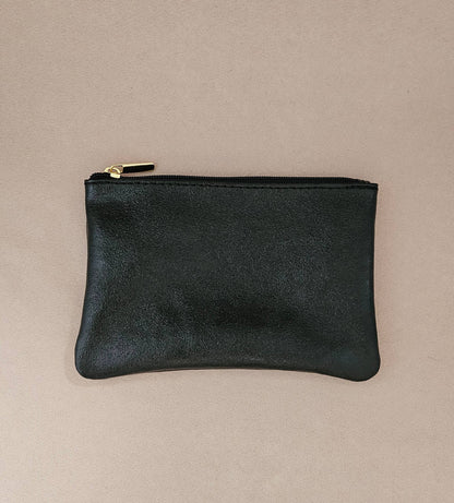 Leather pouch with zip: Golden