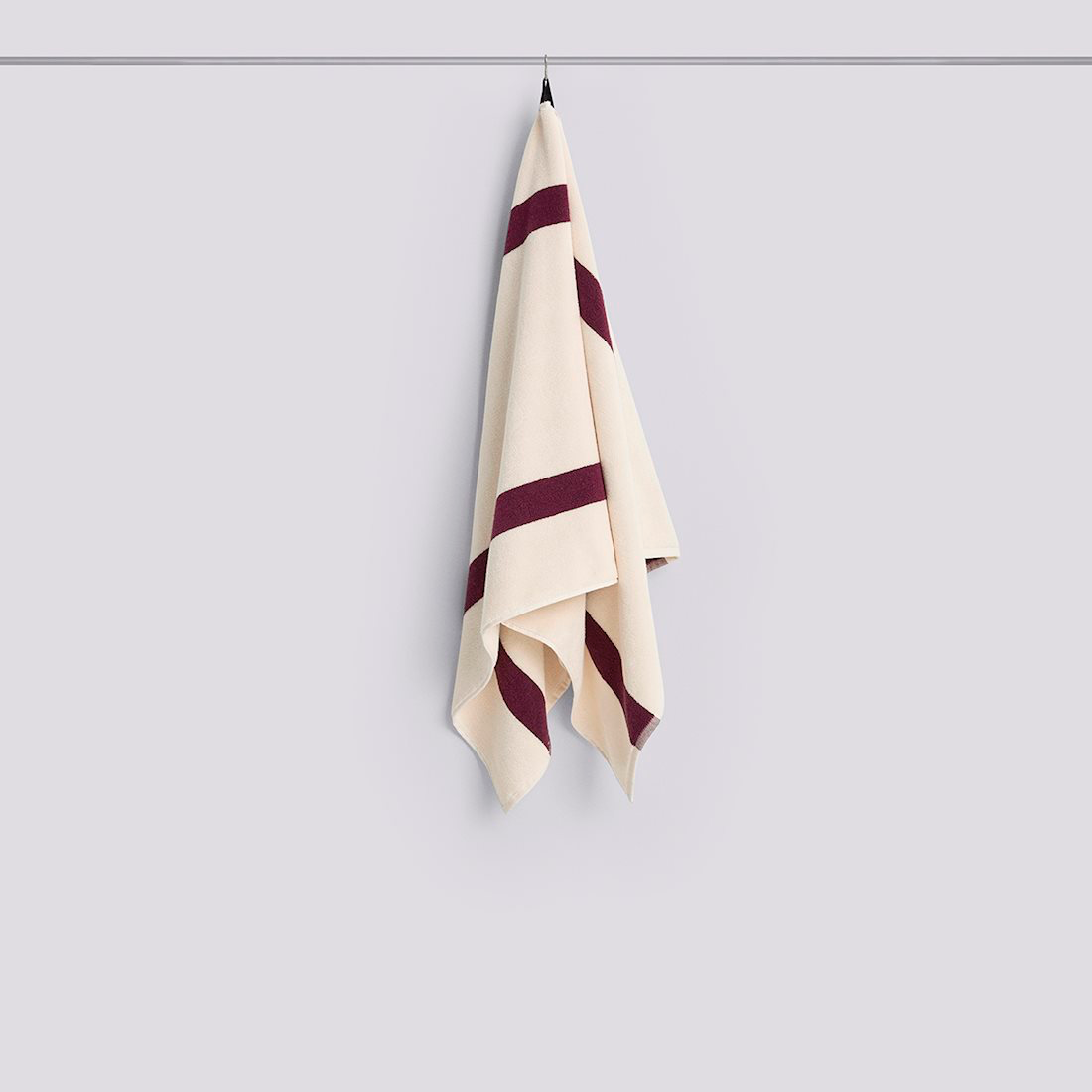 Stripe Cotton Bath Towel - Burgundy