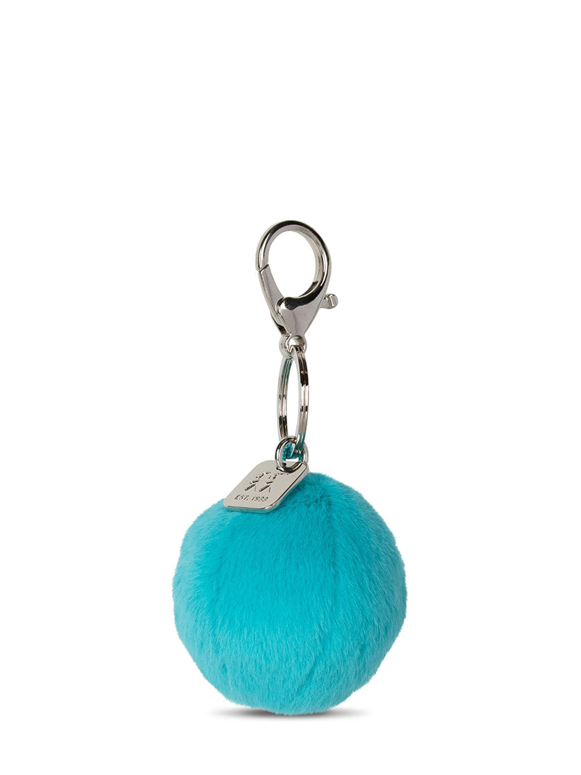 Smiley Keychain - Eco Fuzzy Teal