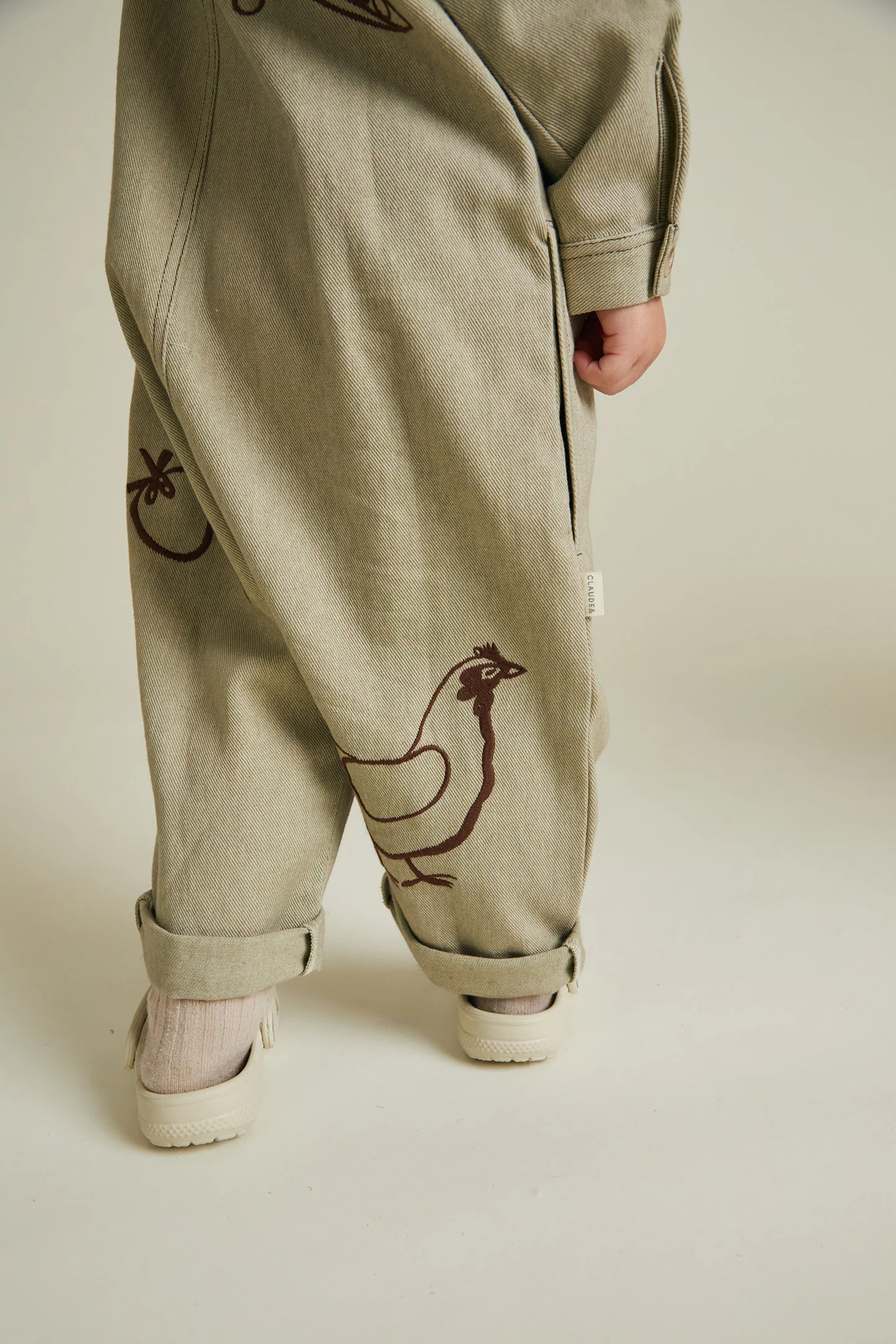 Quinn Olive Allotment Embroidered Overalls