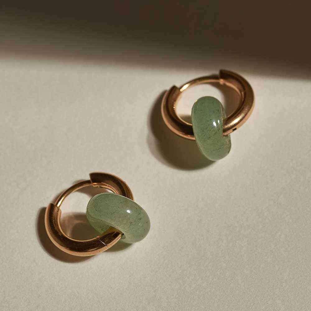 Mint Agate Hoops: Gold
