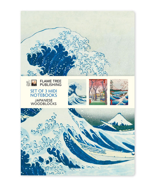 Japanese Woodblock Set Of 3 Note Books