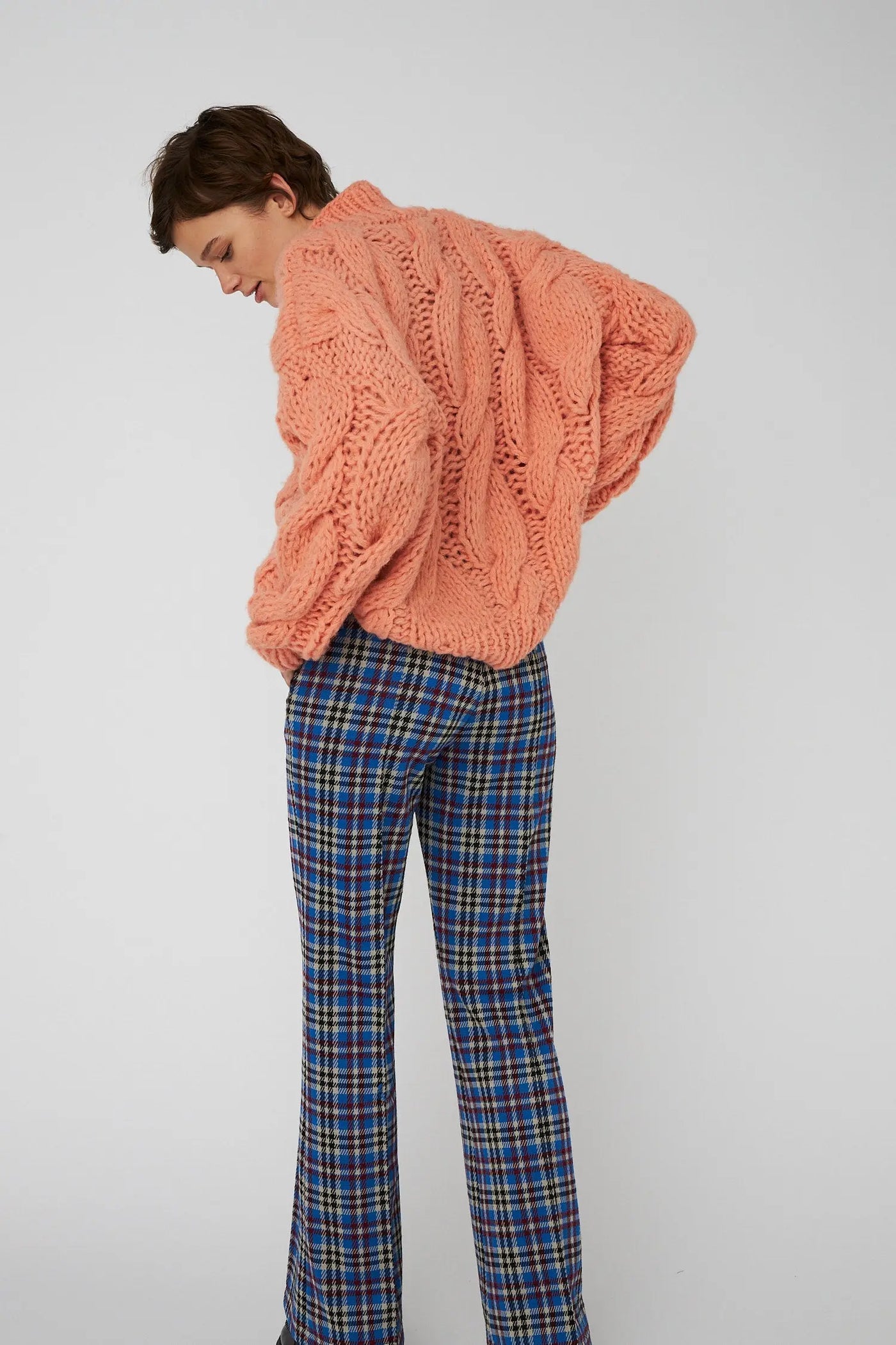 Handcrafted Cable Sweater From Peru - Crispy Peach