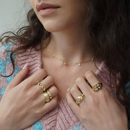 Kaleidoscope Disco Signet Ring: Gold / Medium