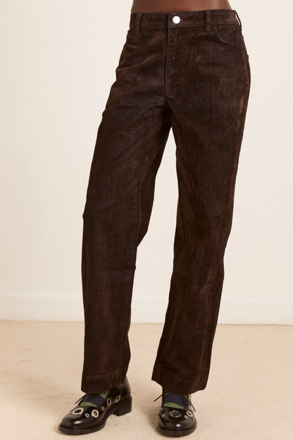 Drew Flocked Denim Jeans - Bitter Chocolate