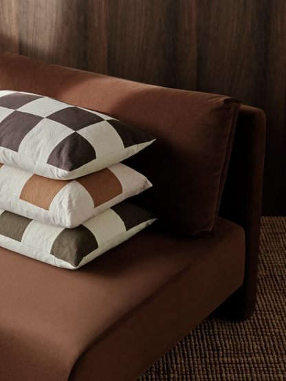Fold Patchwork Cushion - Coffee / Undyed